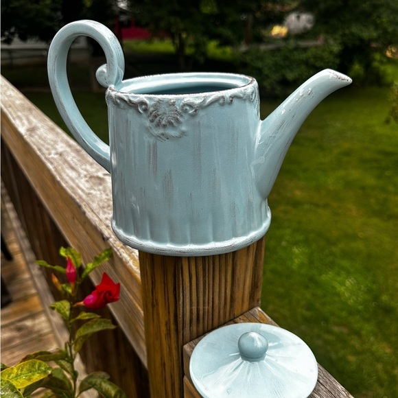 Vintage Burton & Burton Porcelain Teapot Blue & Grey Scrolls 8.5” x 6” - Picture 5 of 11